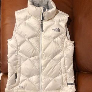White north face puffy vest